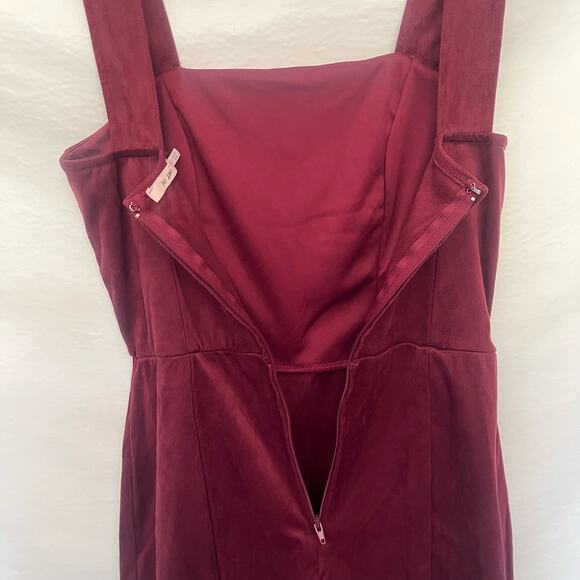 MI AMI Faux Suede Jumper Dress Sz XS Burgundy Y2k Dark Academia Retro Stretchy - Picture 8 of 12